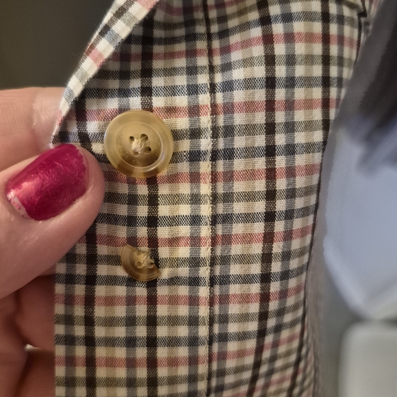 Orvis Men's Blue and Red Plaid Dress Shirt - Picture 6 of 8